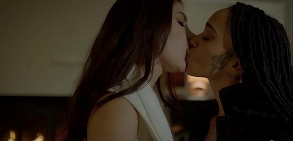  Busty lesbian chief Valentina Nappi licked by her ebony secretary Julie Kay
